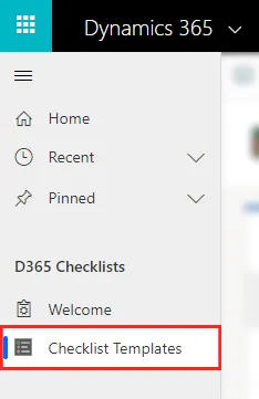 D365 Checklists app sitemap